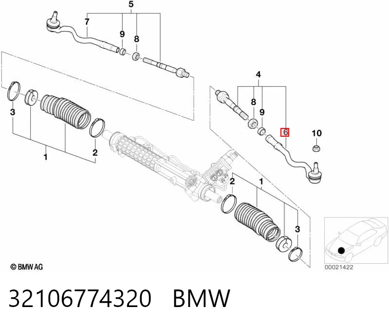 32106774320 BMW Зовнішній наконечник рульової тяги