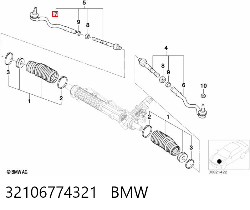 32106774321 BMW Зовнішній наконечник рульової тяги