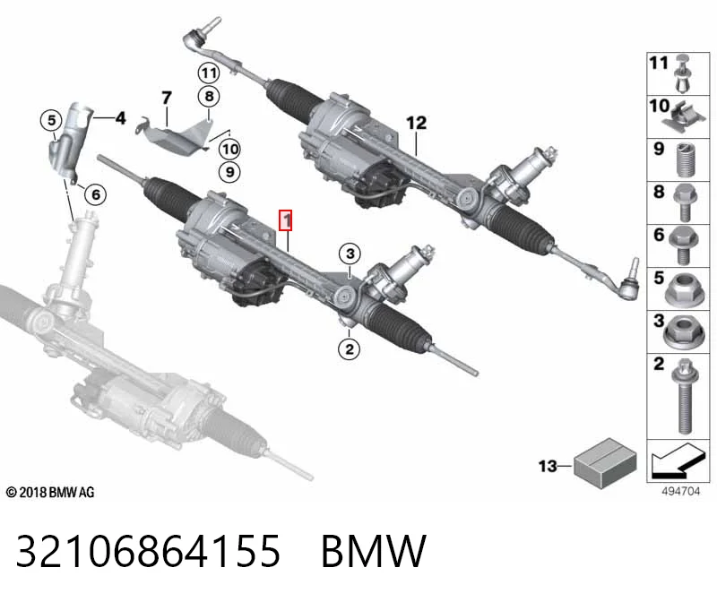 32106864155 BMW Рейковий рульовий механізм
