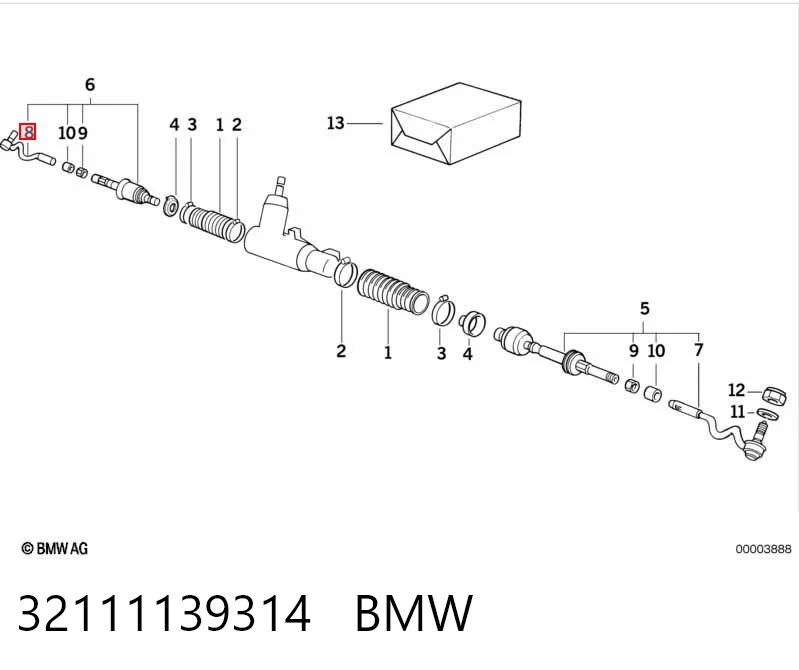 32111139314 BMW Зовнішній наконечник рульової тяги