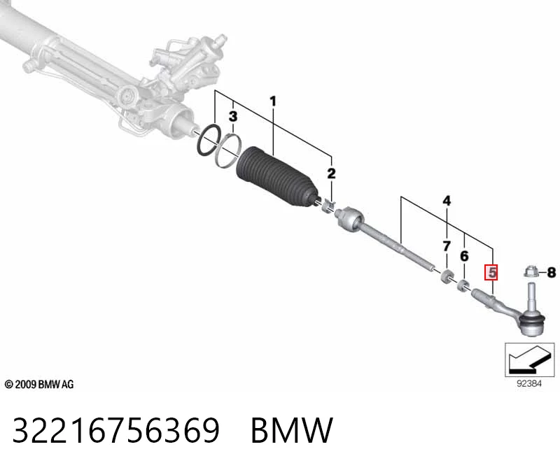 32216756369 BMW Зовнішній наконечник рульової тяги