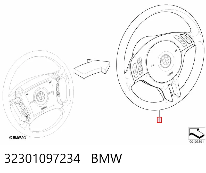 Рульове колесо BMW 3 седан (E46) (1998 - 2005) ціна, від 141.13 USD