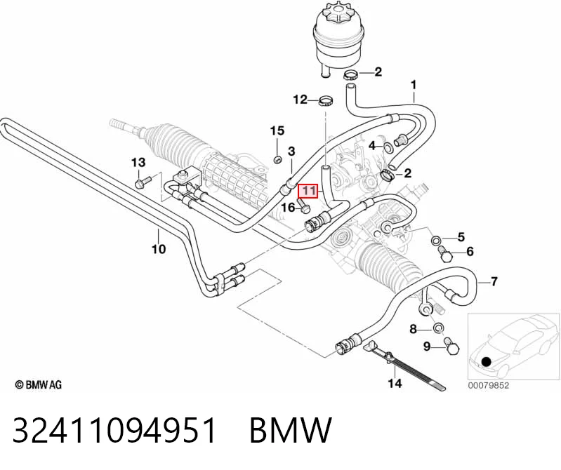 32411094951 BMW Шланг ГРПК, низького тиску, від радіатора до бачка