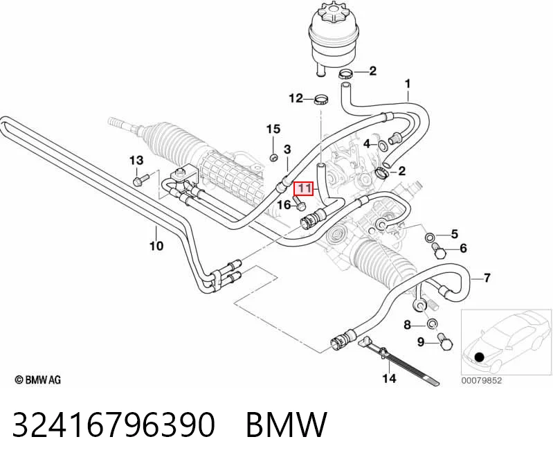 32416796390 BMW Шланг ГРПК, низького тиску, від радіатора до бачка