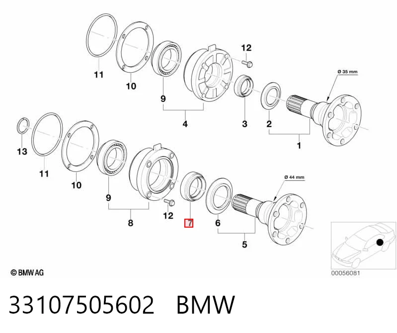 33107505602 BMW Сальник редуктора заднього моста