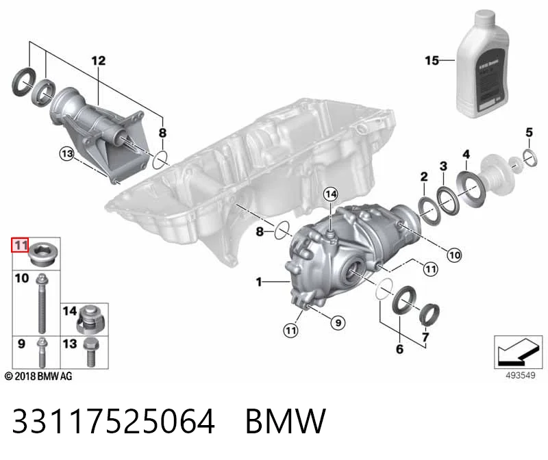 33117525064 BMW Пробка заливна заднього (переднього) моста