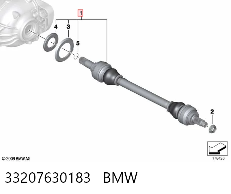 33207630183 BMW Піввісь задня, ліва