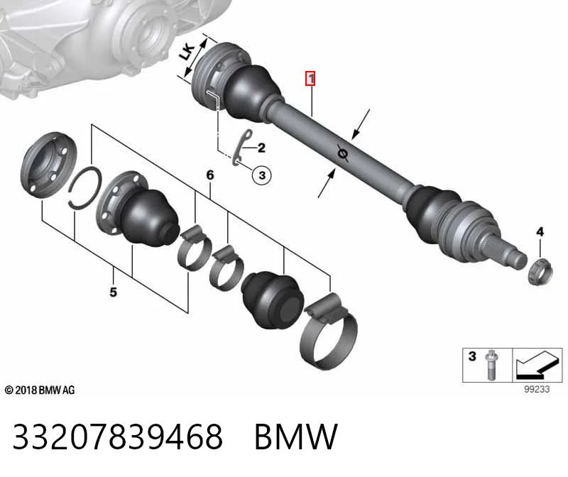 33207839468 BMW Піввісь задня, права
