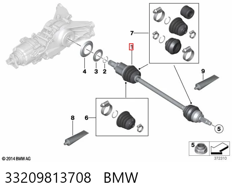33209813708 BMW Піввісь задня, права