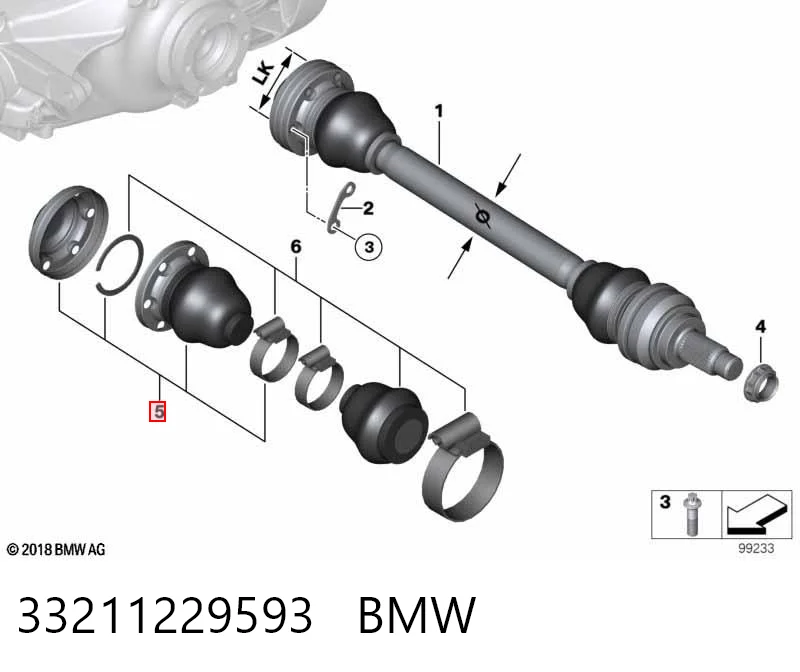 33211229593 BMW Пильник ШРКШ внутрішній, задньої півосі