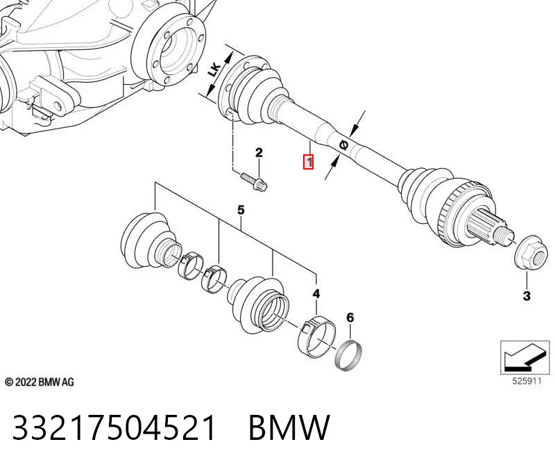 33217504521 BMW Піввісь задня, ліва