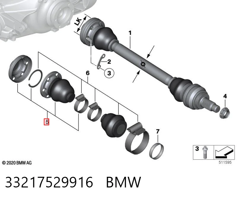 33217529916 BMW Пильник ШРКШ внутрішній, задньої півосі