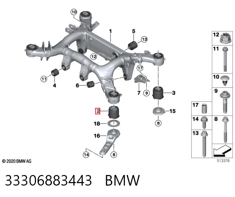 Сайлентблок підрамника задній BMW X7 
