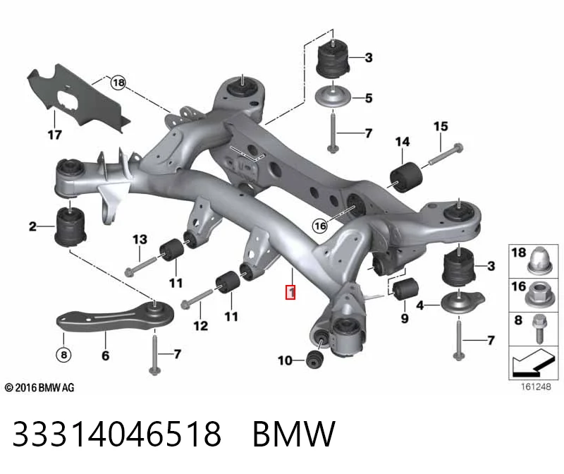 Балка задньої підвіски поперечна BMW 3 седан (E90) (2004 - 2013) ціна, від 434.96 USD