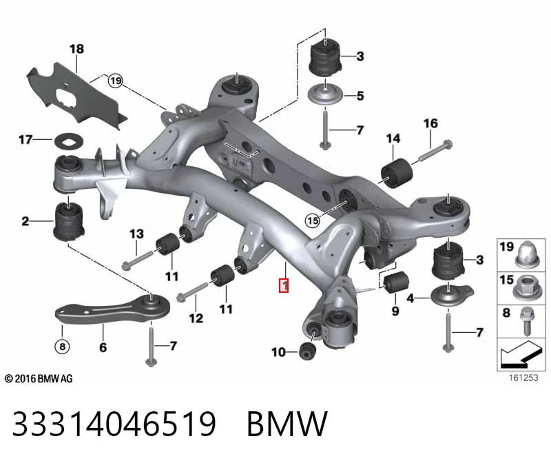 Балка задньої підвіски поперечна BMW 3 універсал (E91) (2004 - 2012) ціна, від 138.77 USD