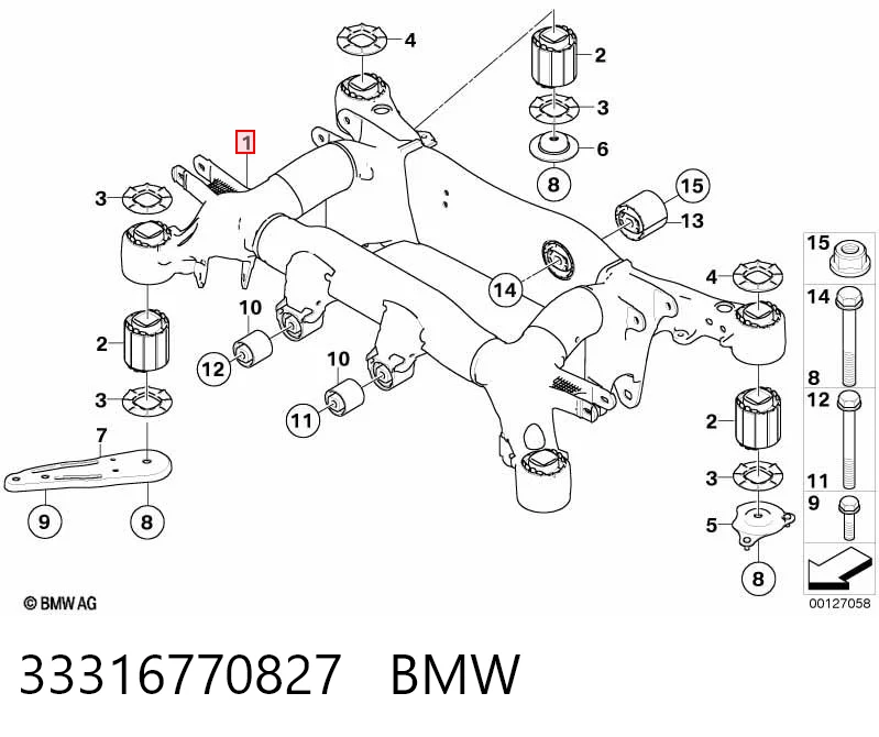 Балка задньої підвіски поперечна BMW 5 універсал (E61) (2003 - 2009) ціна, від 64.62 USD