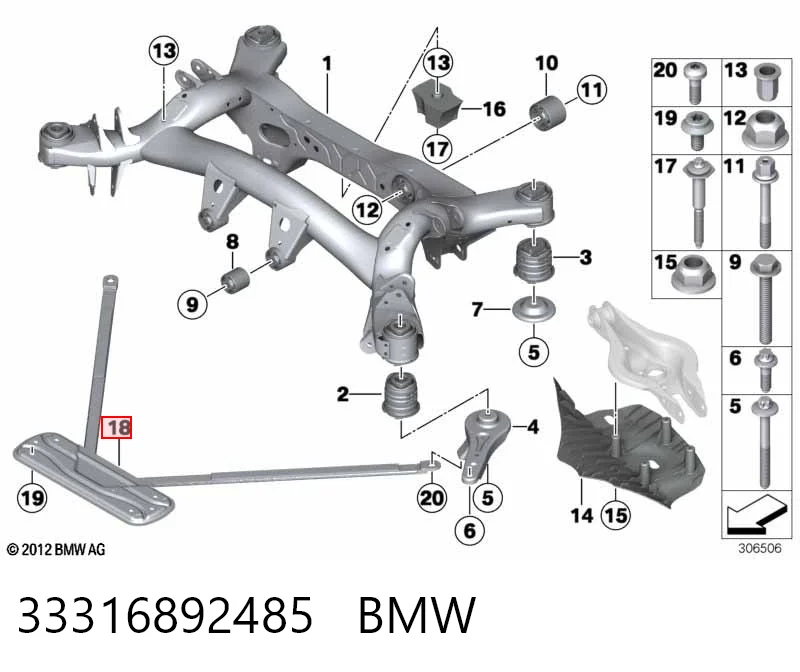 Розпірка задньої балки (підрамника) BMW 6797444 ціна, від 31.67 USD