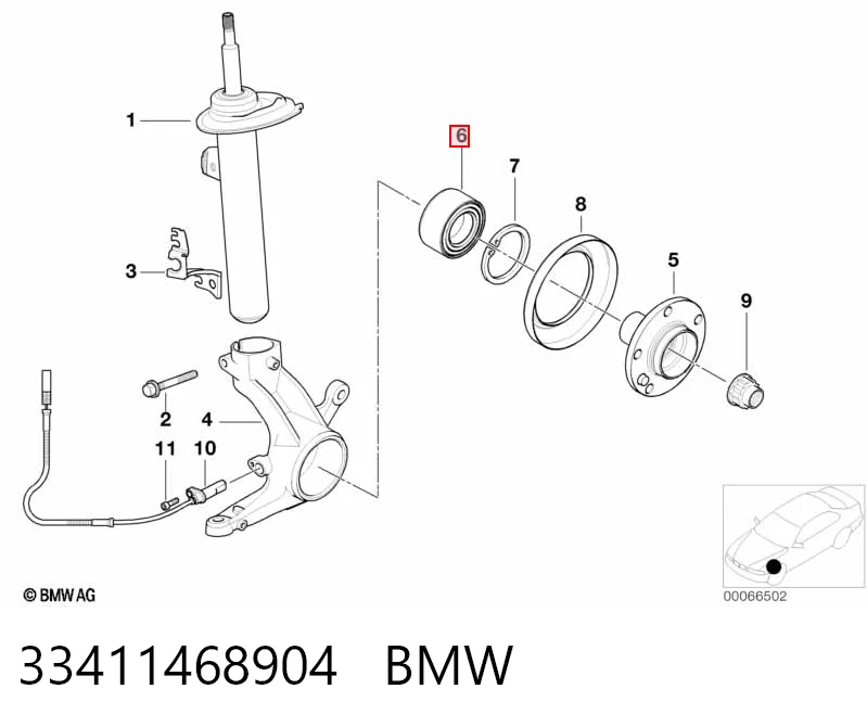 33411468904 BMW Підшипник ступиці пер/зад