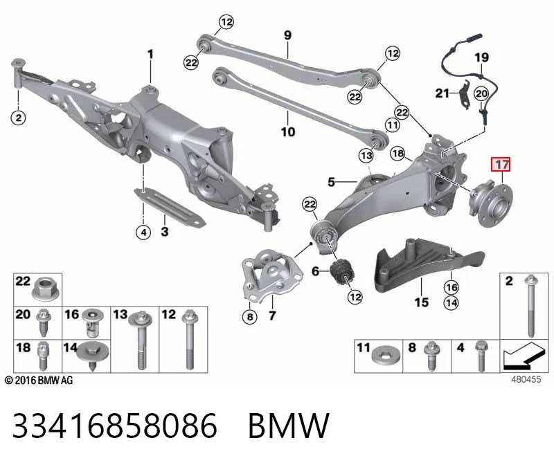 33416858086 BMW Маточина задня