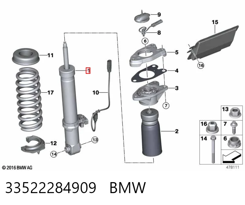 33522284909 BMW Амортизатор задній, лівий
