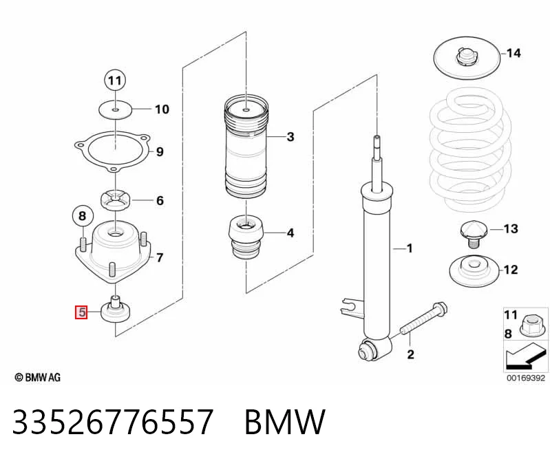 33526776557 BMW Підшипник опорний амортизатора, заднього