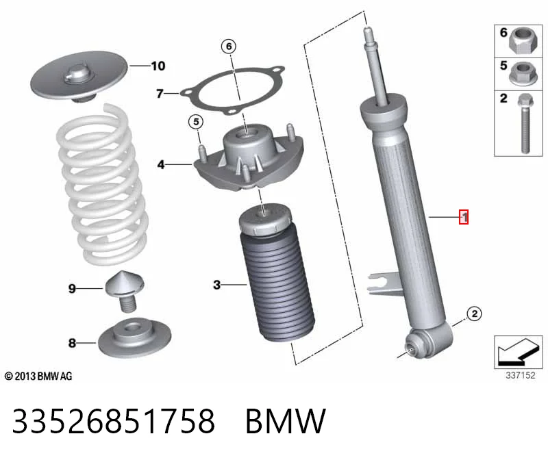33526851758 BMW Амортизатор задній, правий