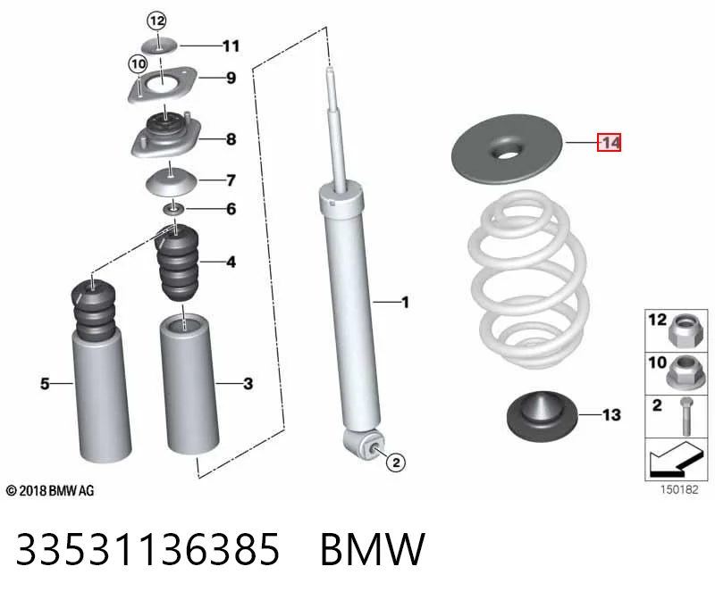 33531136385 BMW Проставка (гумове кільце) пружини задньої, нижня