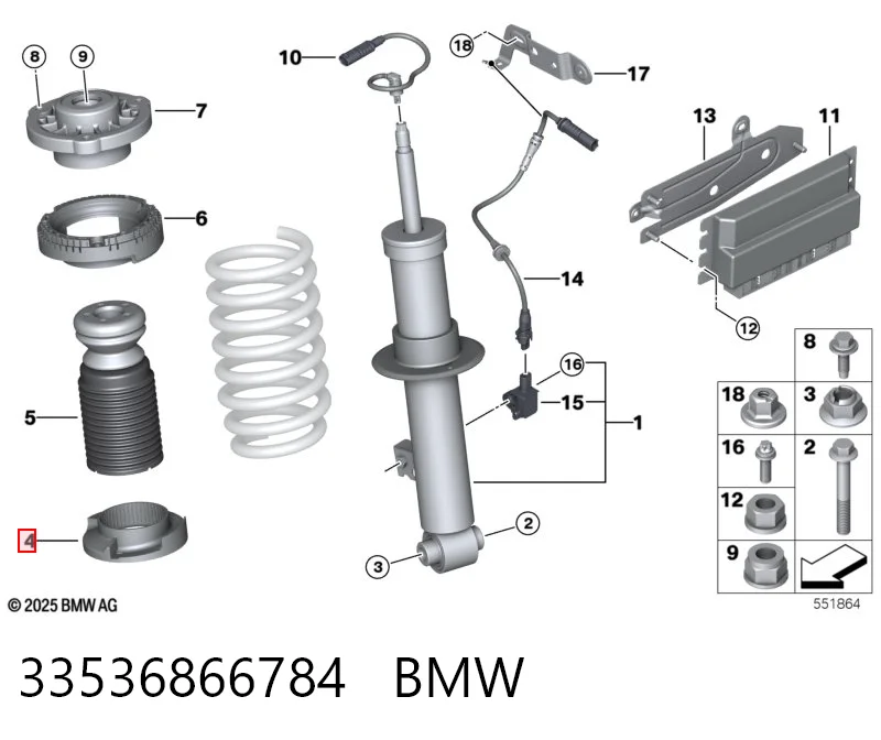 33536866784 BMW Проставка (гумове кільце) пружини задньої, нижня