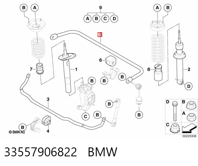 Стабілізатор задньої балки на BMW 5  E60