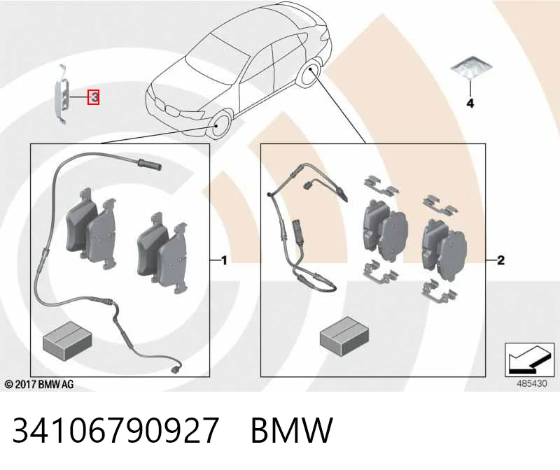 34106790927 BMW Комплект пружинок кріплення дискових колодок, передніх