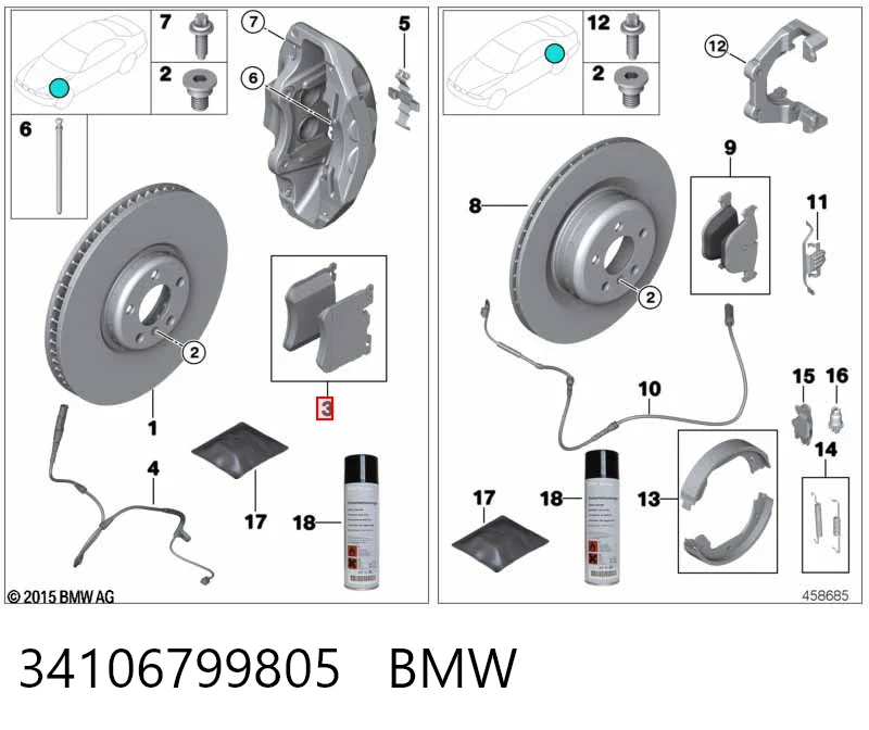 34106799805 BMW Передні гальмівні колодки