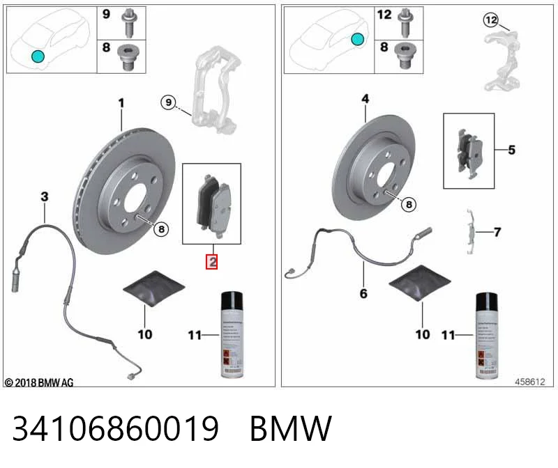 34106860019 BMW Передні гальмівні колодки