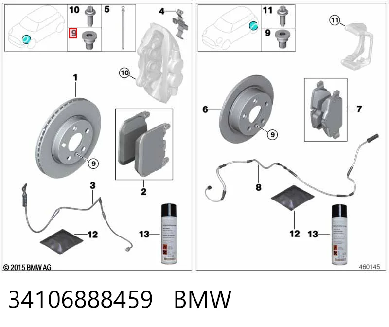 34106888459 BMW Передні гальмівні колодки