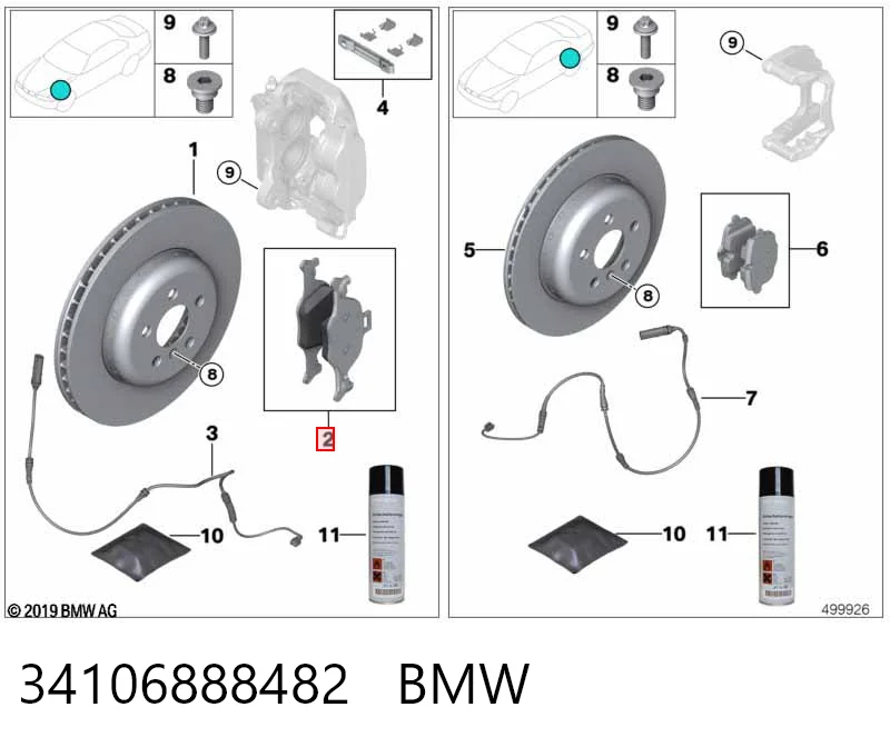 34106888482 BMW Передні гальмівні колодки