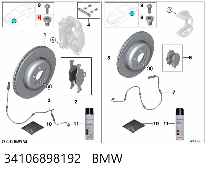 34106898192 BMW Передні гальмівні колодки