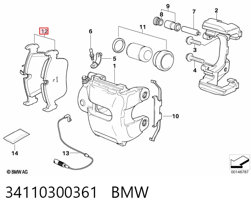 34110300361 BMW Передні гальмівні колодки