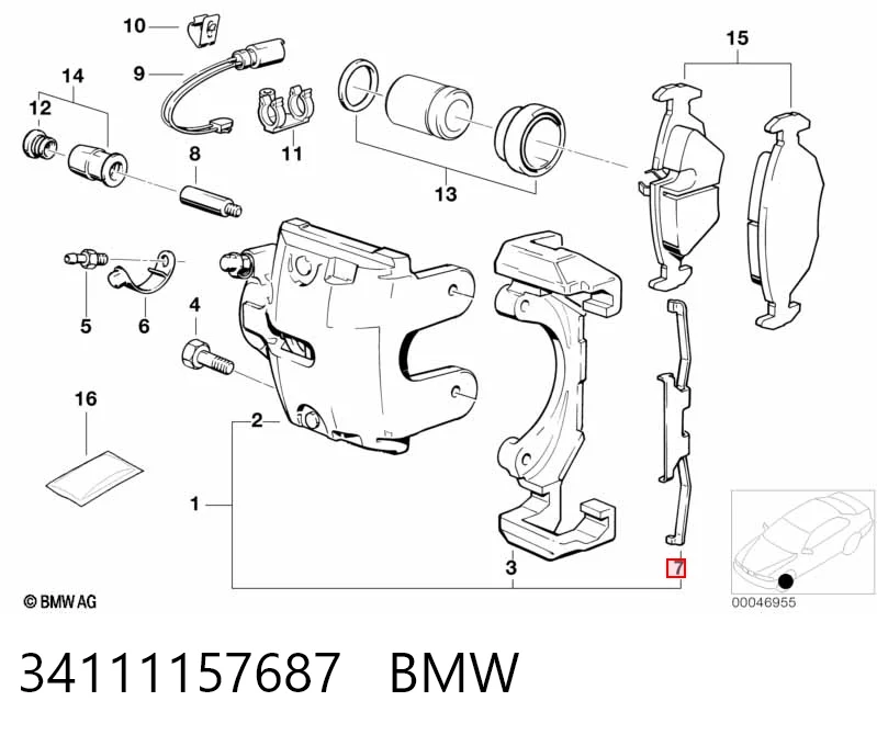34111157687 BMW Комплект пружинок кріплення дискових колодок, передніх