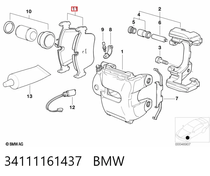 34111161437 BMW Передні гальмівні колодки