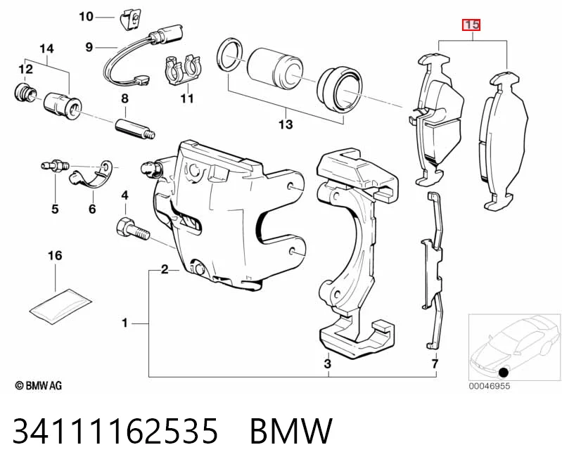 34111162535 BMW Передні гальмівні колодки