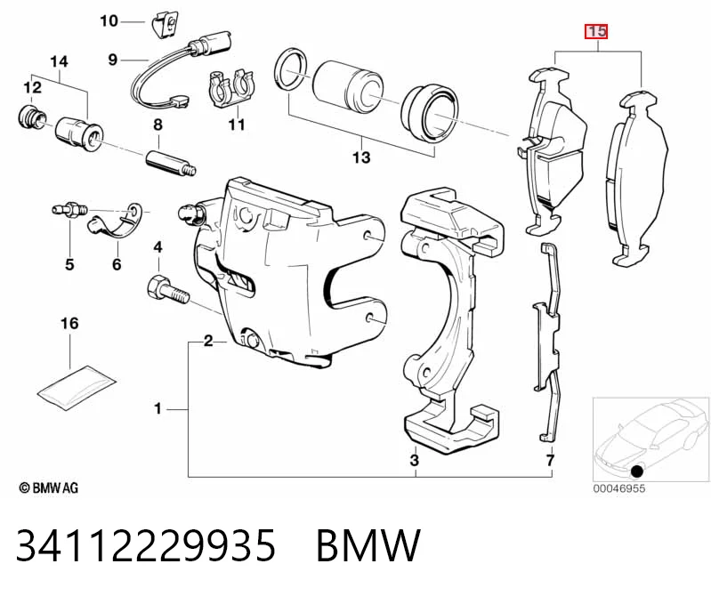 34112229935 BMW Передні гальмівні колодки
