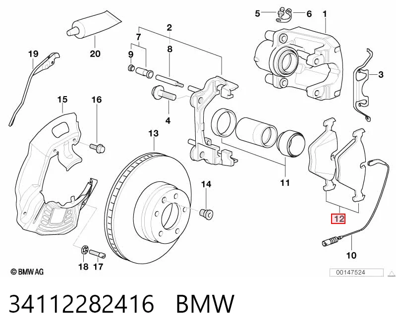 34112282416 BMW Передні гальмівні колодки