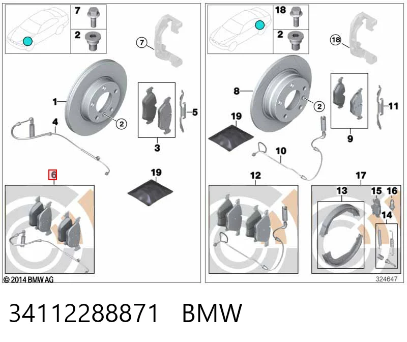 34112288871 BMW Передні гальмівні колодки