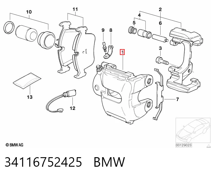 34116752425 BMW Супорт гальмівний, передній, лівий