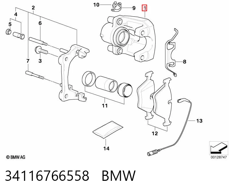 34116766558 BMW Супорт гальмівний задній правий