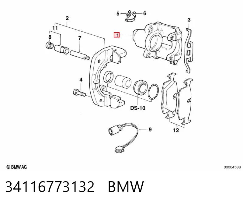 34116773132 BMW Супорт гальмівний передній правий
