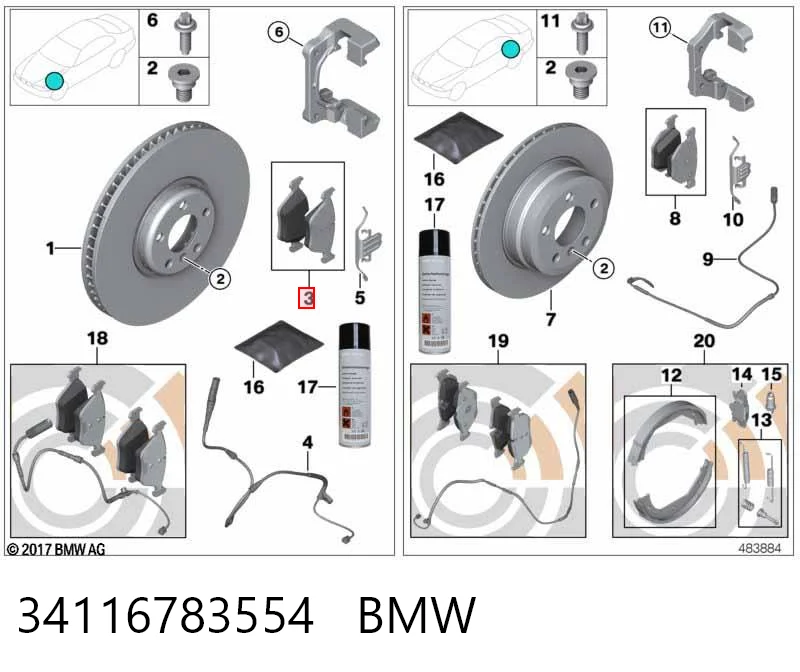 34116783554 BMW Передні гальмівні колодки