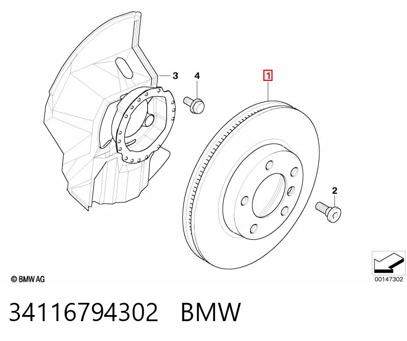 34116794302 BMW Гальмо дискове переднє