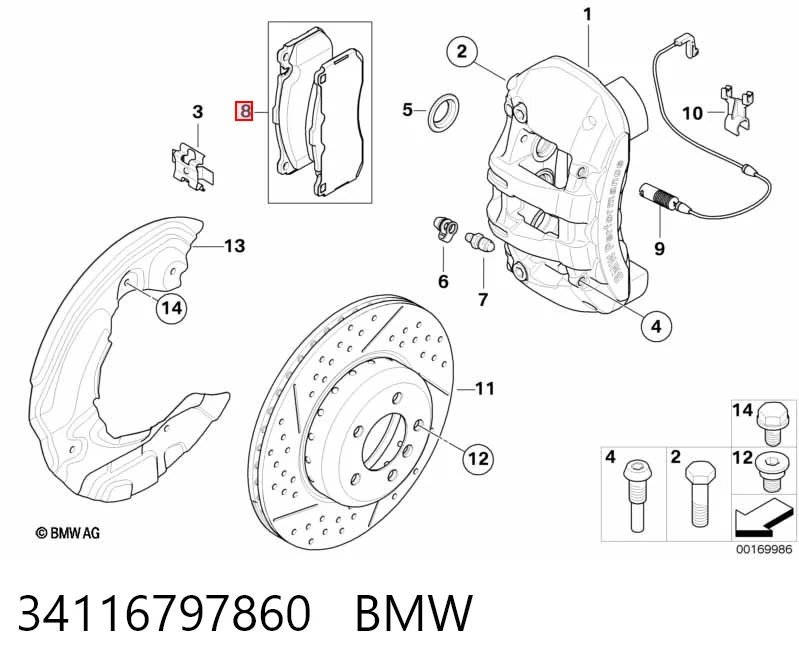 34116797860 BMW Передні гальмівні колодки