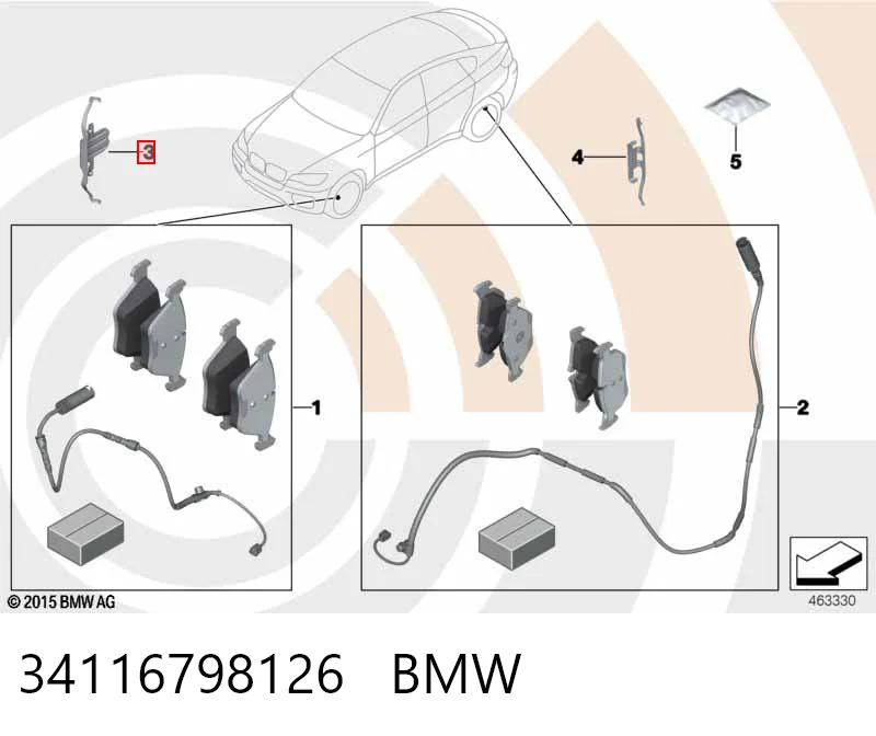 34116798126 BMW Комплект пружинок кріплення дискових колодок, передніх