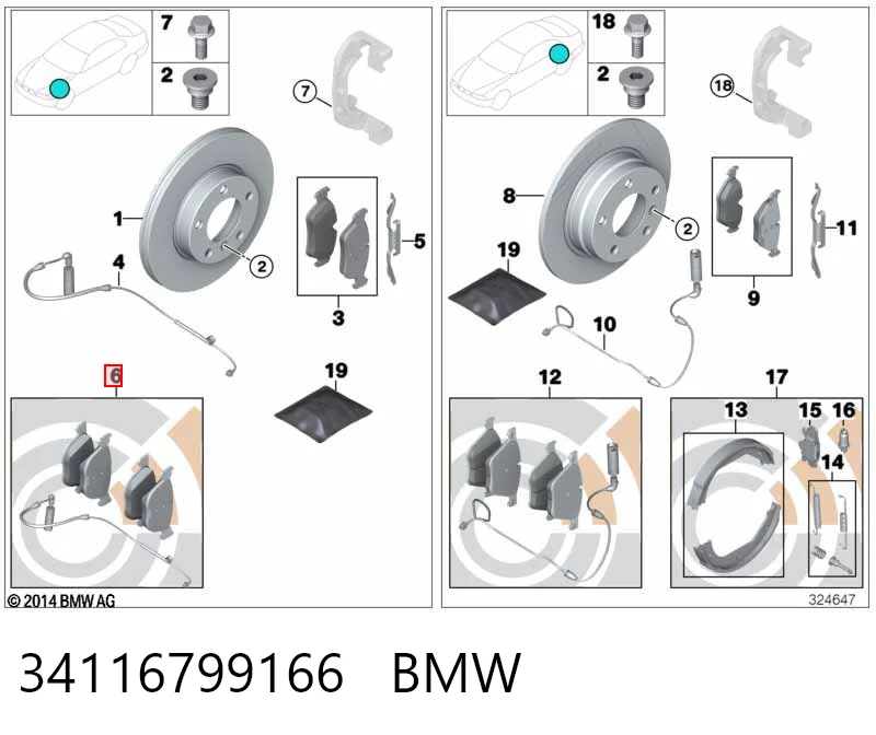 34116799166 BMW Передні гальмівні колодки
